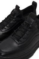 Erkek Siyah Bağcıklı Kalın Tabanlı Deri Sneaker | Derimod