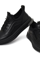 Erkek Siyah Bağcıklı Kalın Tabanlı Deri Sneaker | Derimod