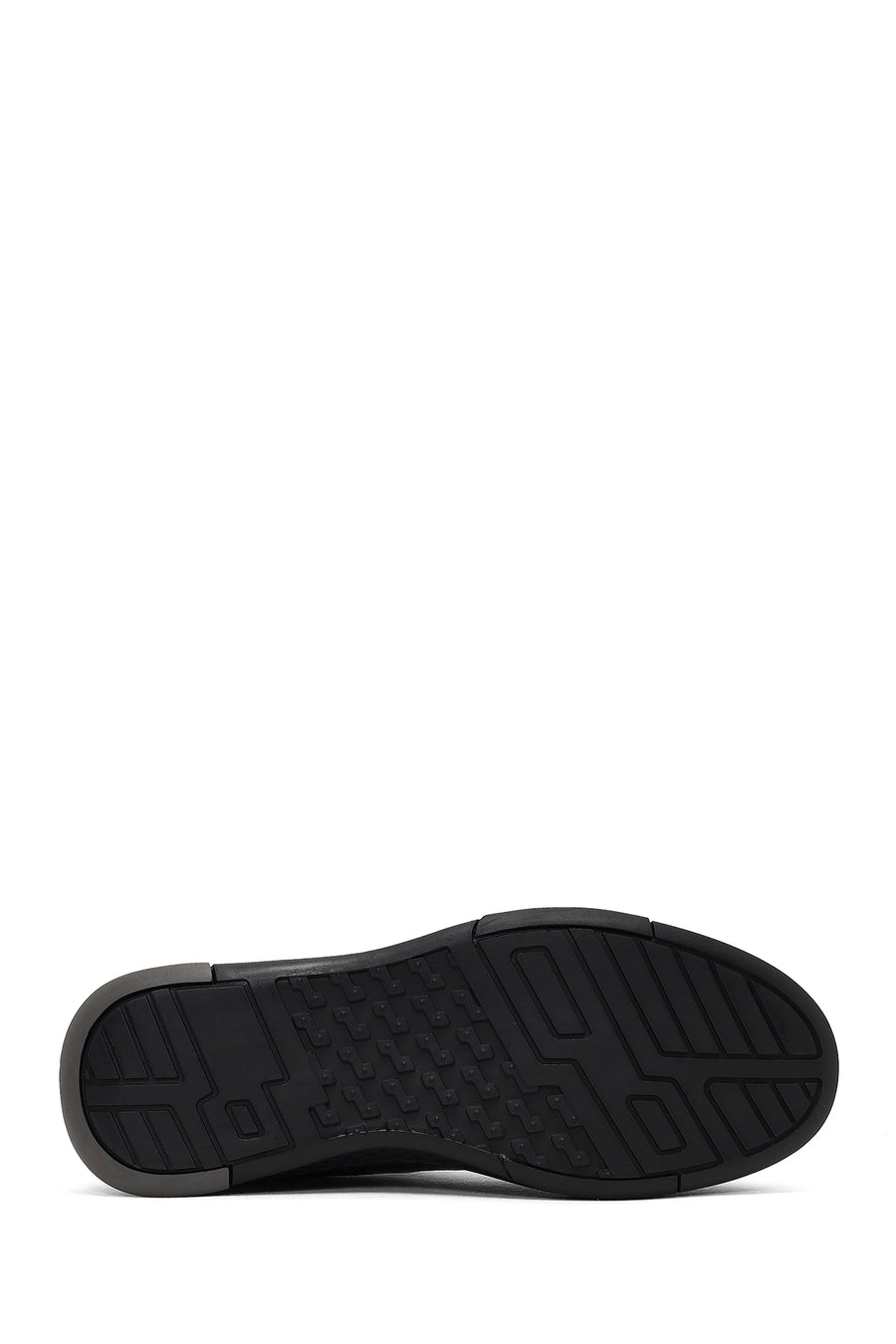 Erkek Siyah Bağcıklı Kalın Tabanlı Deri Sneaker