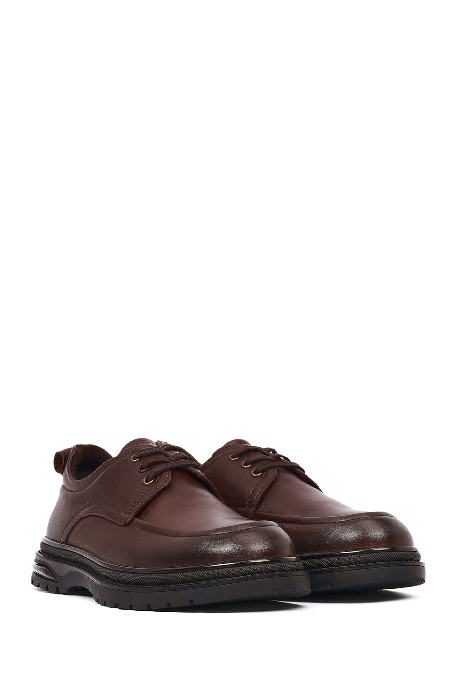 Men's Brown Lace-Up Leather Casual Shoes