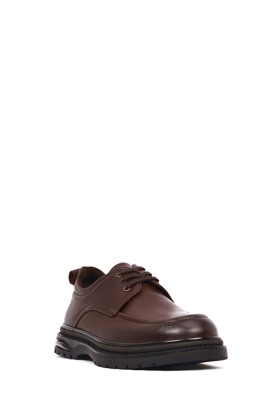 Men's Brown Lace-Up Leather Casual Shoes