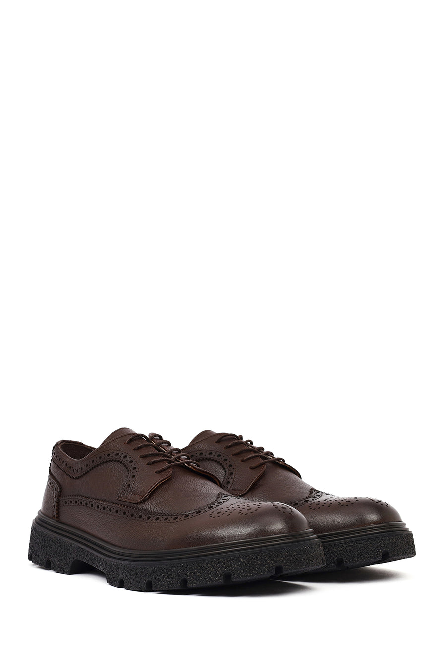 Men's Brown Lace-Up Leather Casual Shoes