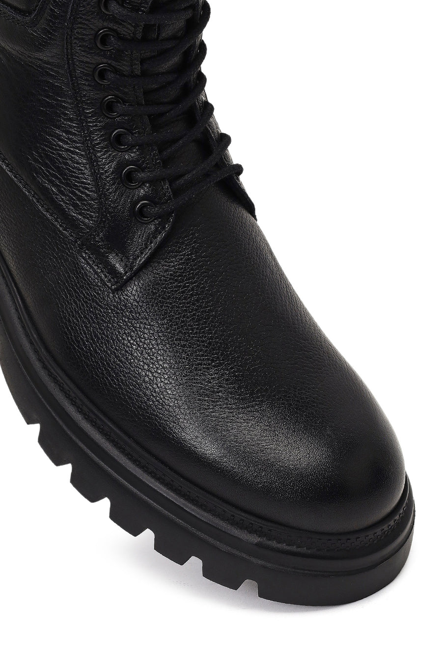 Men's Black Zippered Thick-Soled Leather Boots