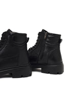 Men's Black Zippered Thick-Soled Leather Boots | Derimod