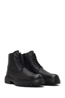 Men's Black Zippered Thick-Soled Leather Boots | Derimod