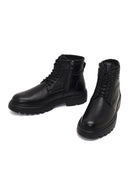 Men's Black Zippered Thick-Soled Leather Boots | Derimod