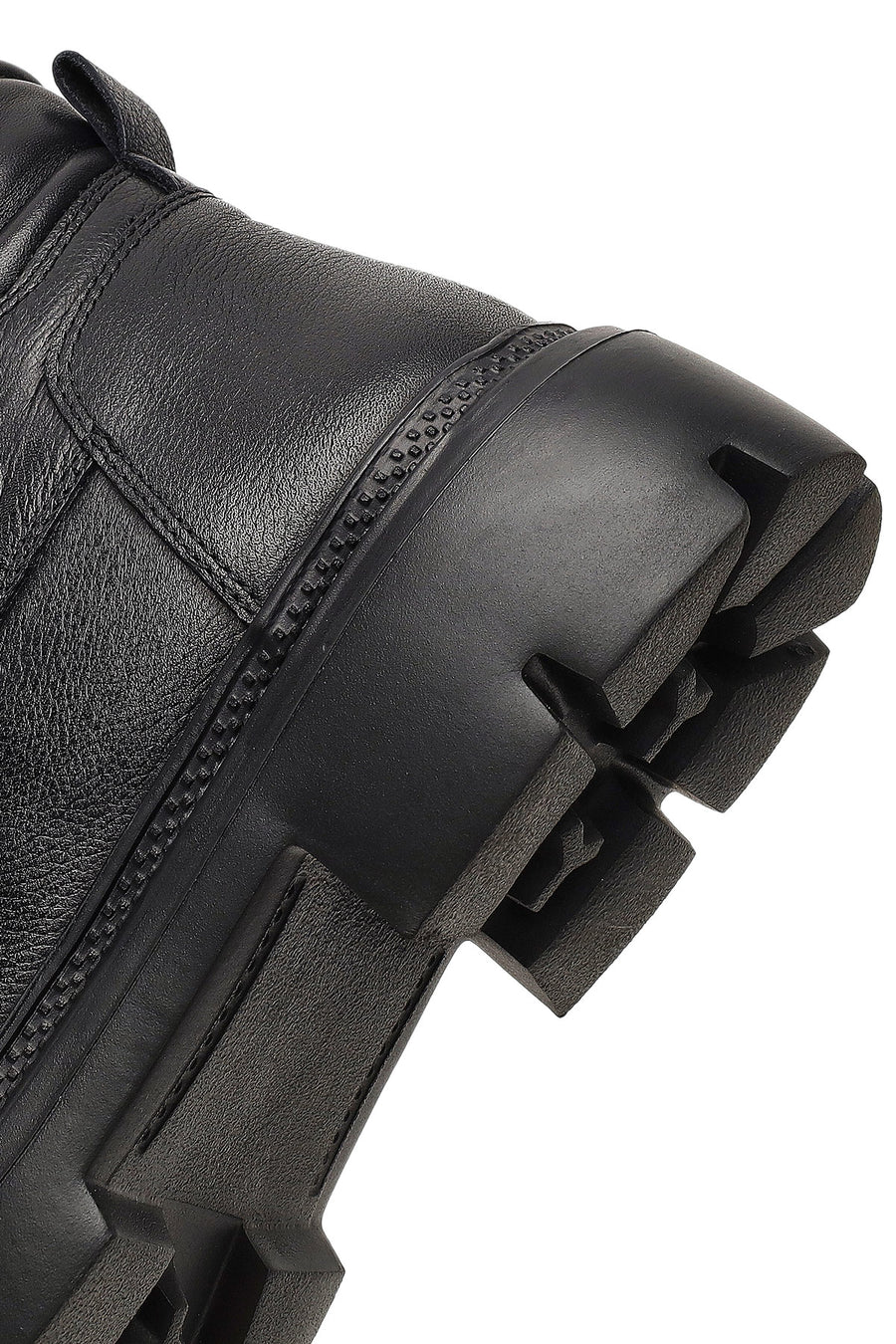 Men's Black Zippered Thick-Soled Leather Boots