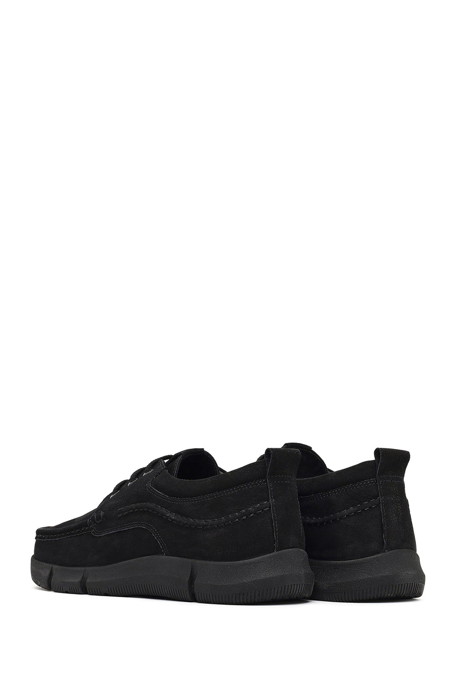 Men's Black Lace-up Nubuck Leather Casual Shoes