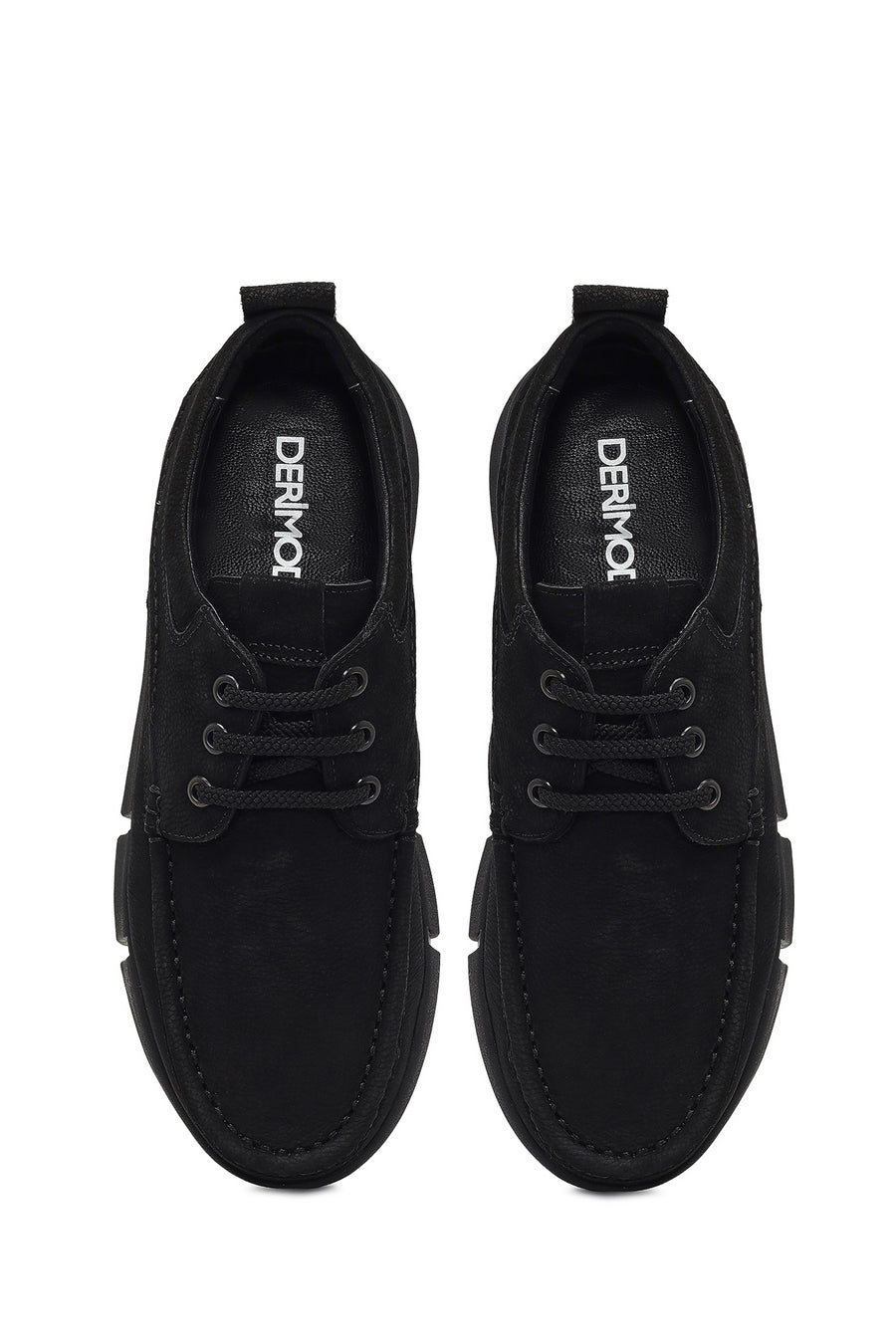 Men's Black Lace-up Nubuck Leather Casual Shoes