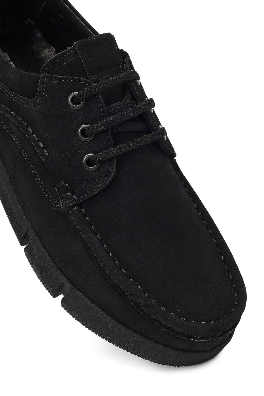 Men's Black Lace-up Nubuck Leather Casual Shoes