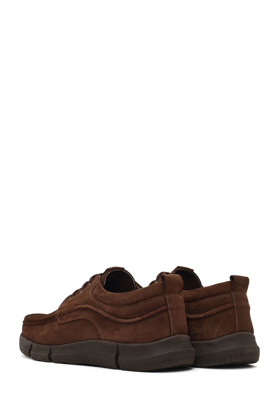 Men's Brown Lace-up Nubuck Leather Casual Shoes