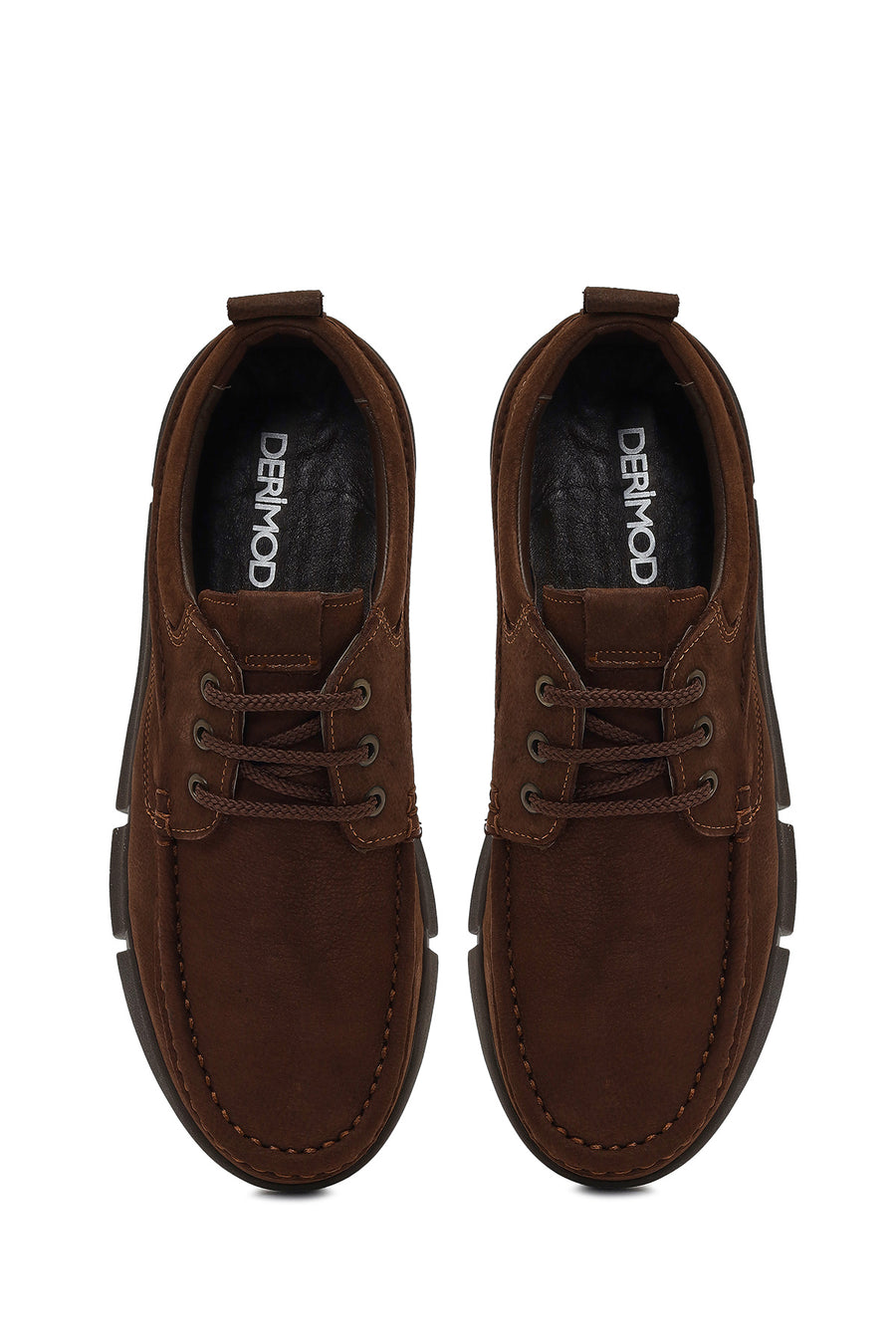 Men's Brown Lace-up Nubuck Leather Casual Shoes