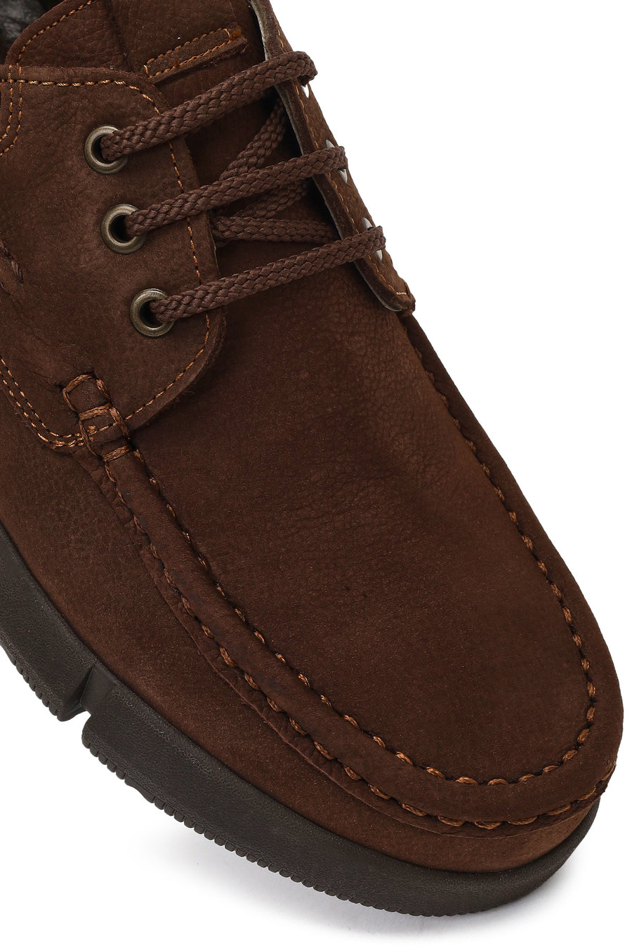 Men's Brown Lace-up Nubuck Leather Casual Shoes