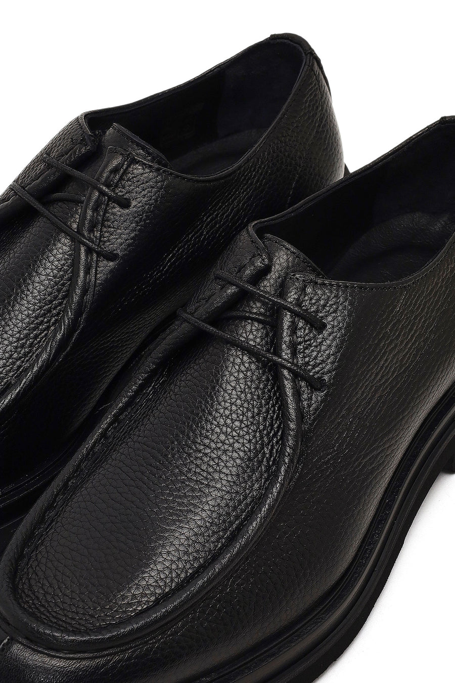 Men's Black Lace-Up Leather Casual Shoes
