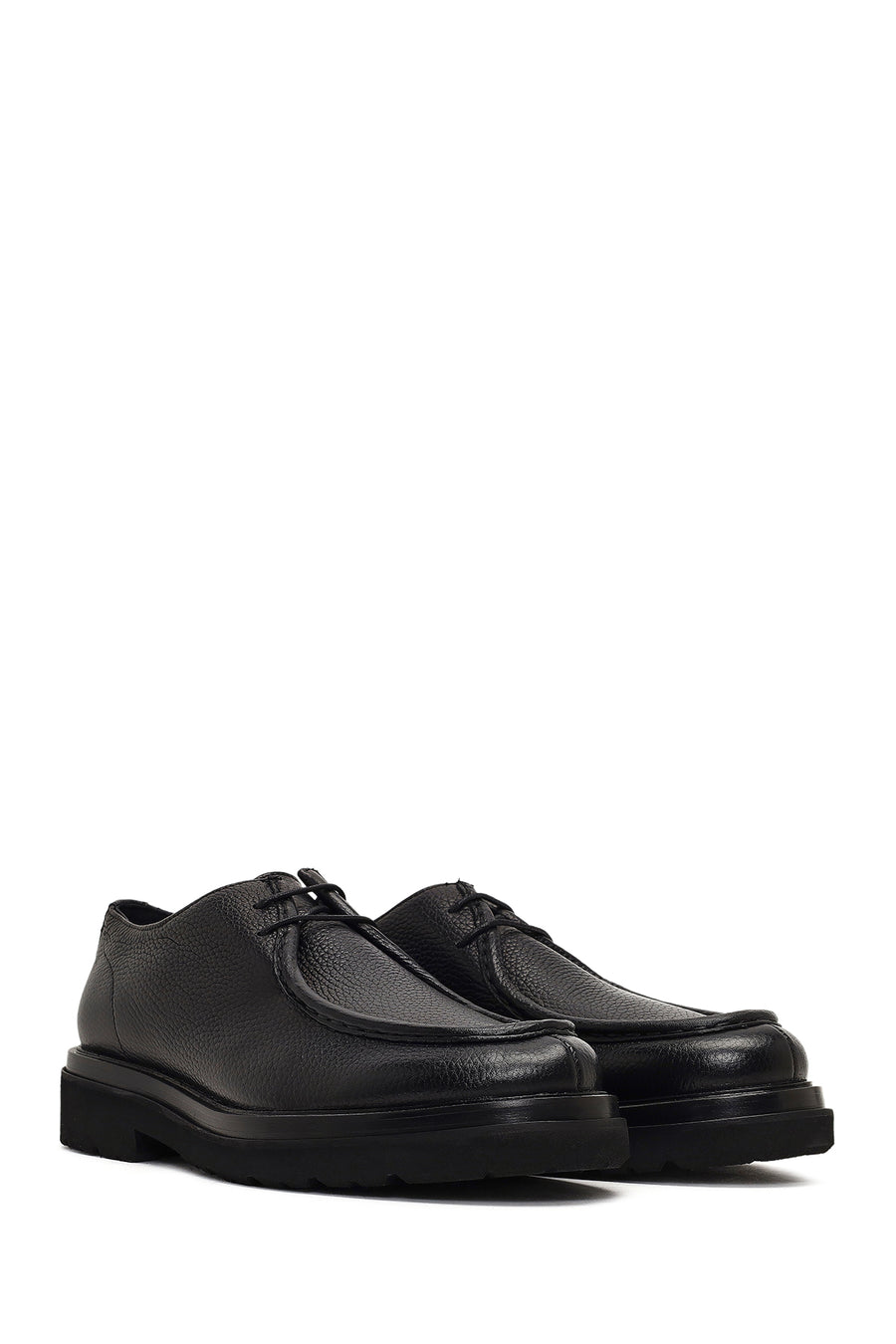 Men's Black Lace-Up Leather Casual Shoes