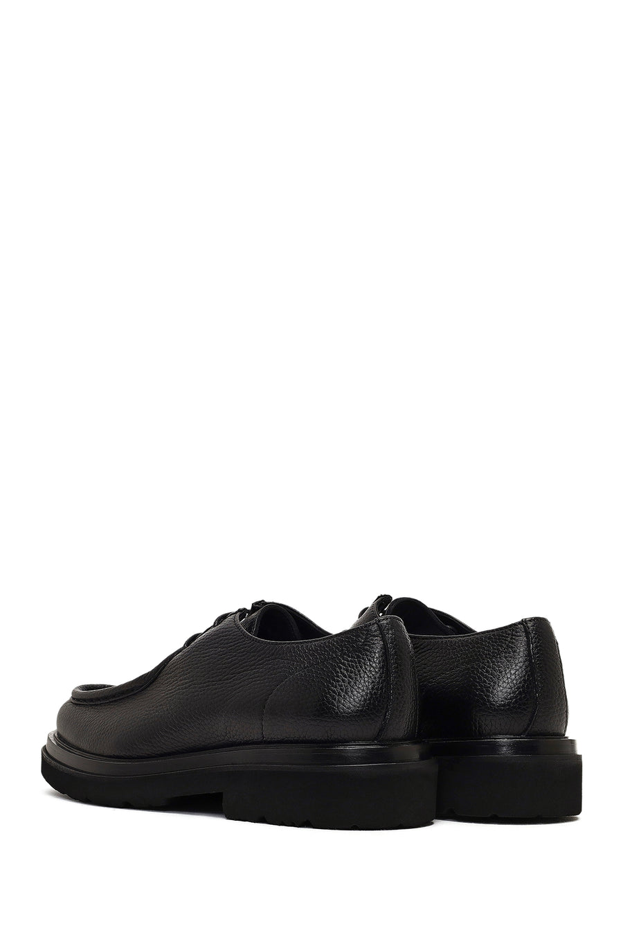 Men's Black Lace-Up Leather Casual Shoes