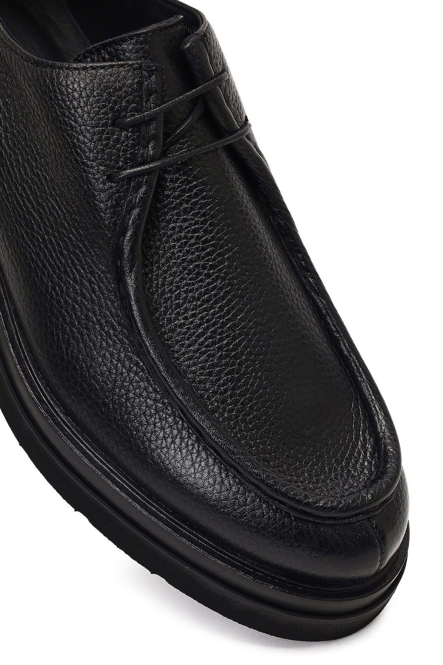Men's Black Lace-Up Leather Casual Shoes