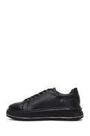 Erkek Siyah Bağcıklı Kalın Tabanlı Deri Sneaker | Derimod