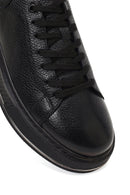 Erkek Siyah Bağcıklı Kalın Tabanlı Deri Sneaker | Derimod