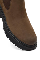 Men's Tan Nubuck Leather Chelsea Boot | Derimod