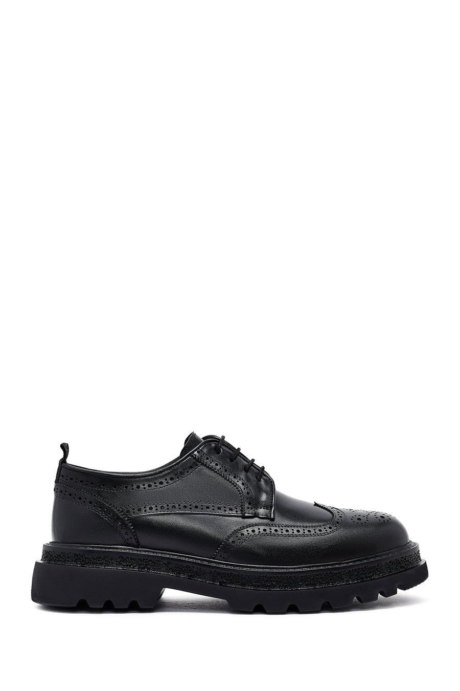 Men's Black Lace-Up Thick-Soled Leather Casual Shoes 25WFD760518 | Derimod