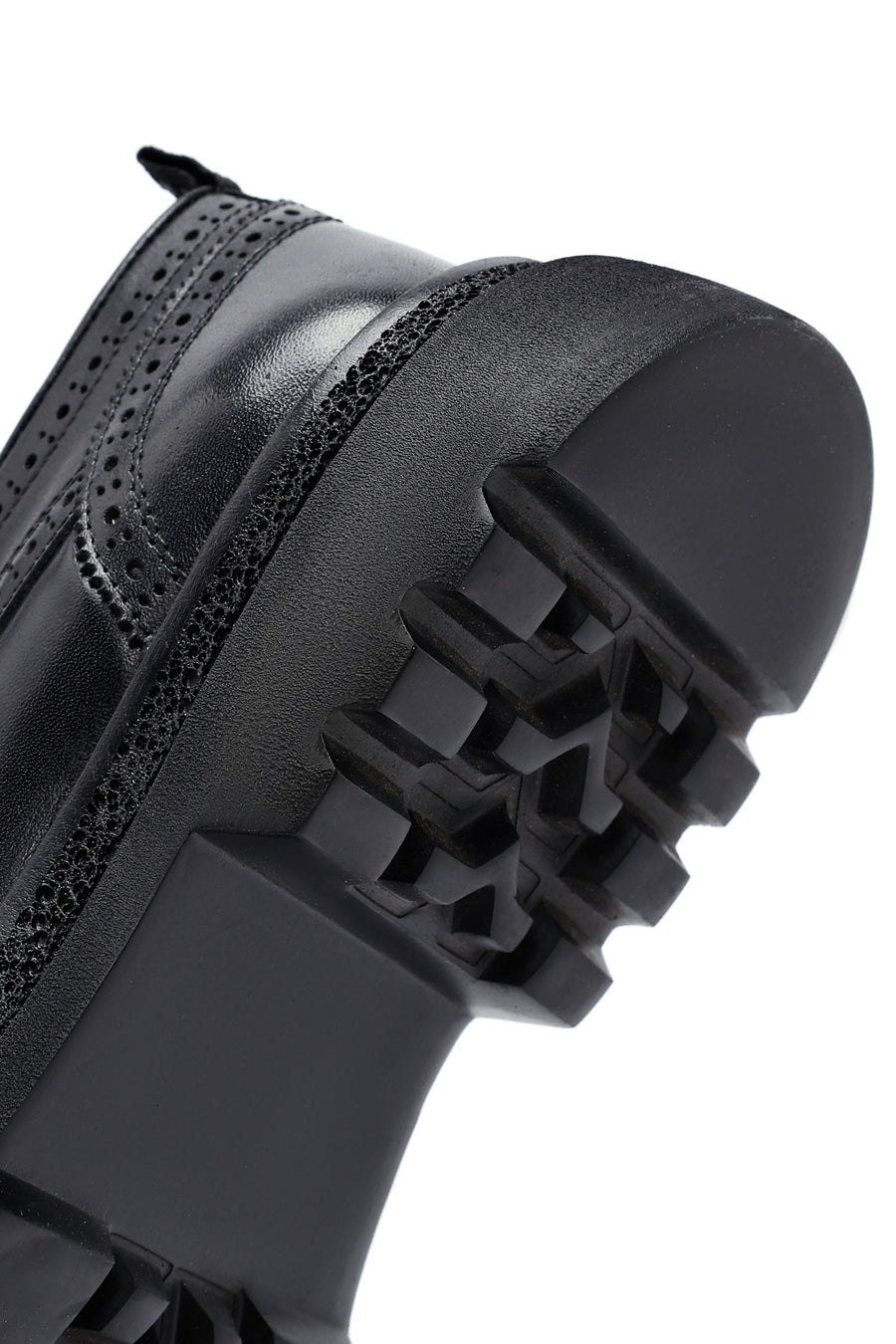 Men's Black Lace-Up Thick-Soled Leather Casual Shoes