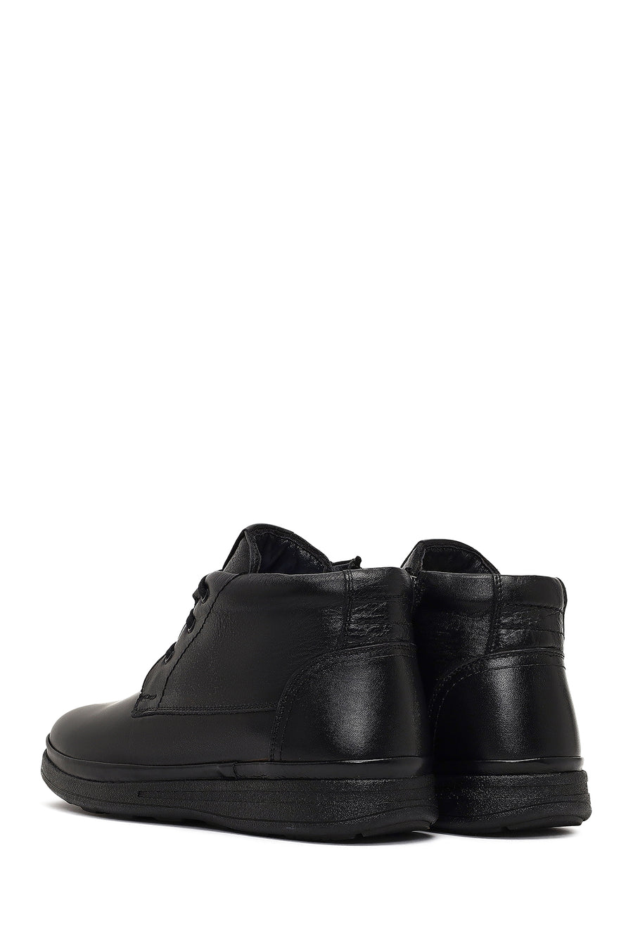 Men's Black Lace-Up Zipper Leather Casual Boot