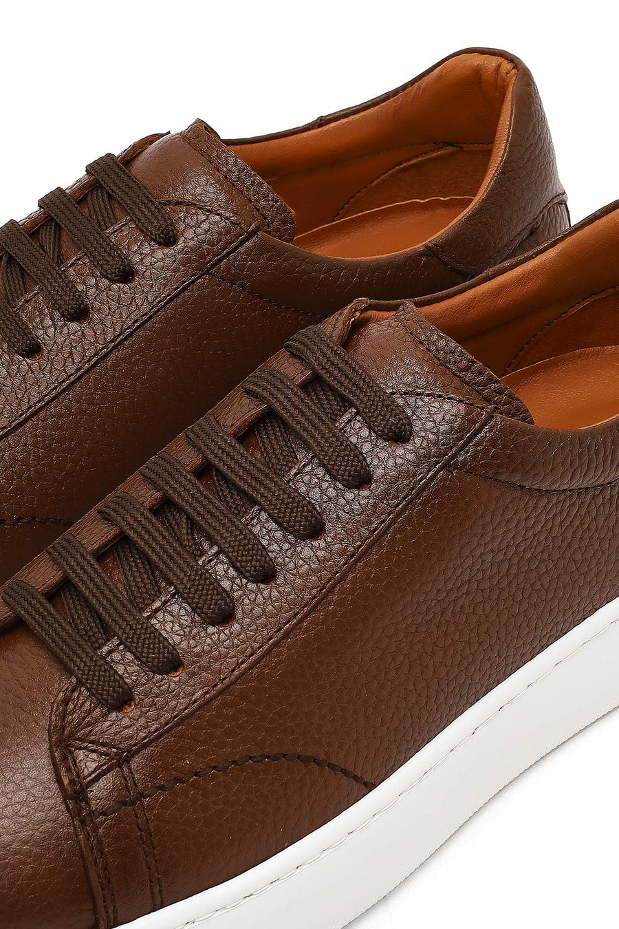 Erkek Taba Bağcıklı Kalın Tabanlı Deri Sneaker