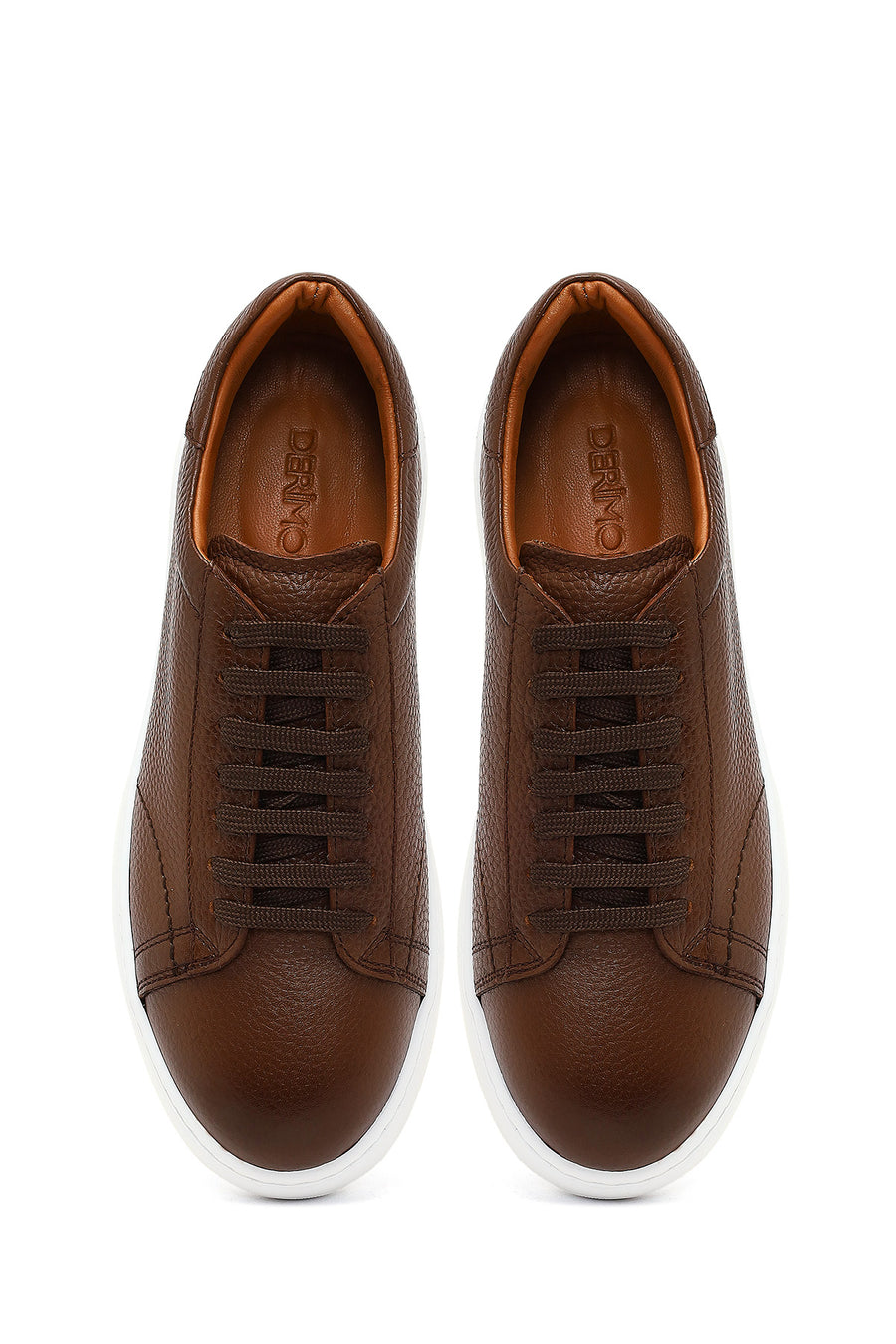 Erkek Taba Bağcıklı Kalın Tabanlı Deri Sneaker