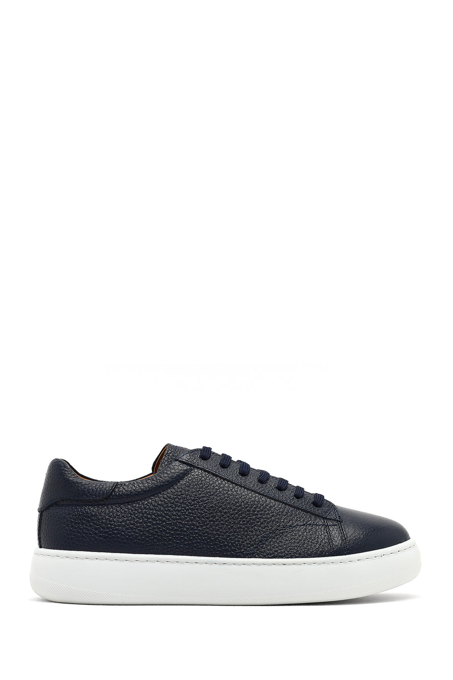 Erkek Lacivert Bağcıklı Kalın Tabanlı Deri Sneaker 25WFD8240FT | Derimod