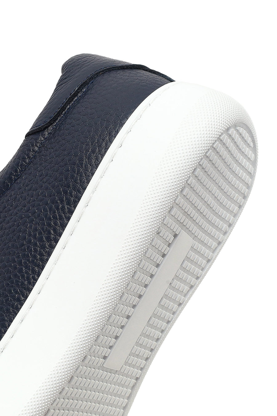 Erkek Lacivert Bağcıklı Kalın Tabanlı Deri Sneaker