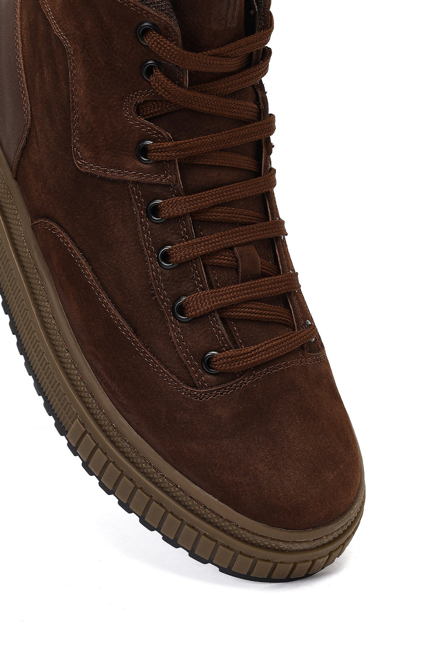 Men's Brown Lace-Up Nubuck Leather Sports Boots