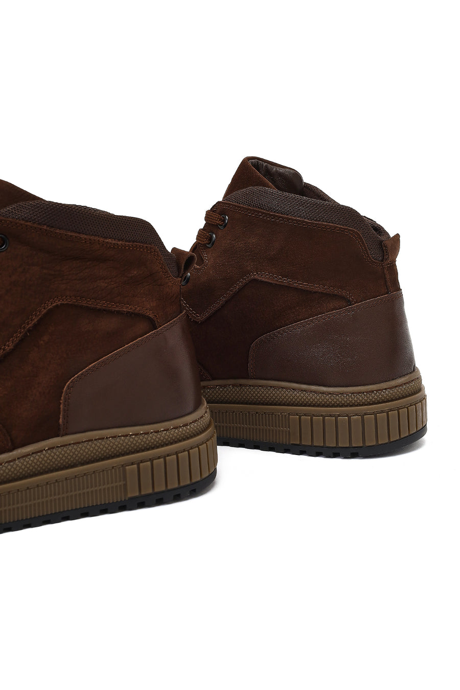 Men's Brown Lace-Up Nubuck Leather Sports Boots