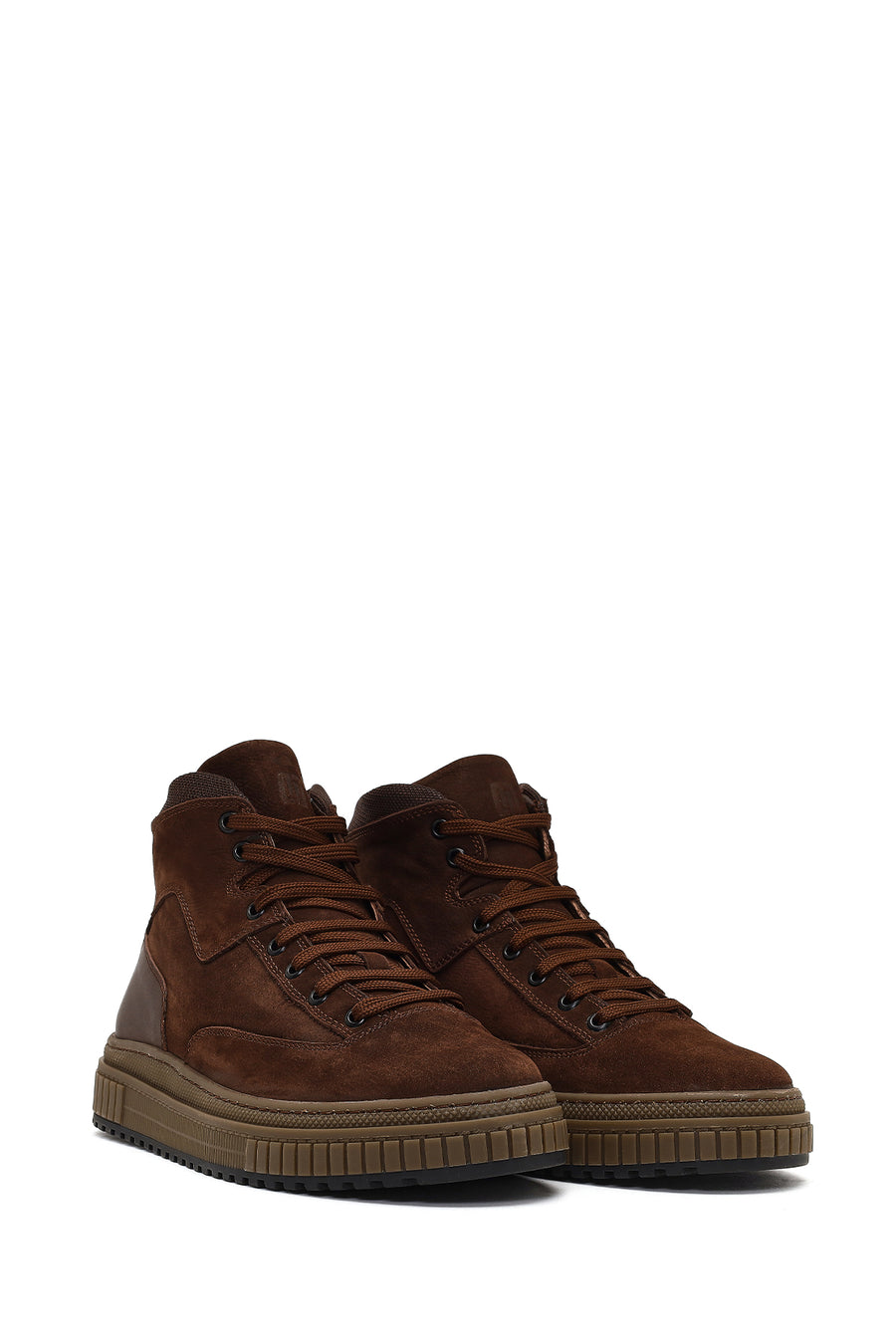 Men's Brown Lace-Up Nubuck Leather Sports Boots