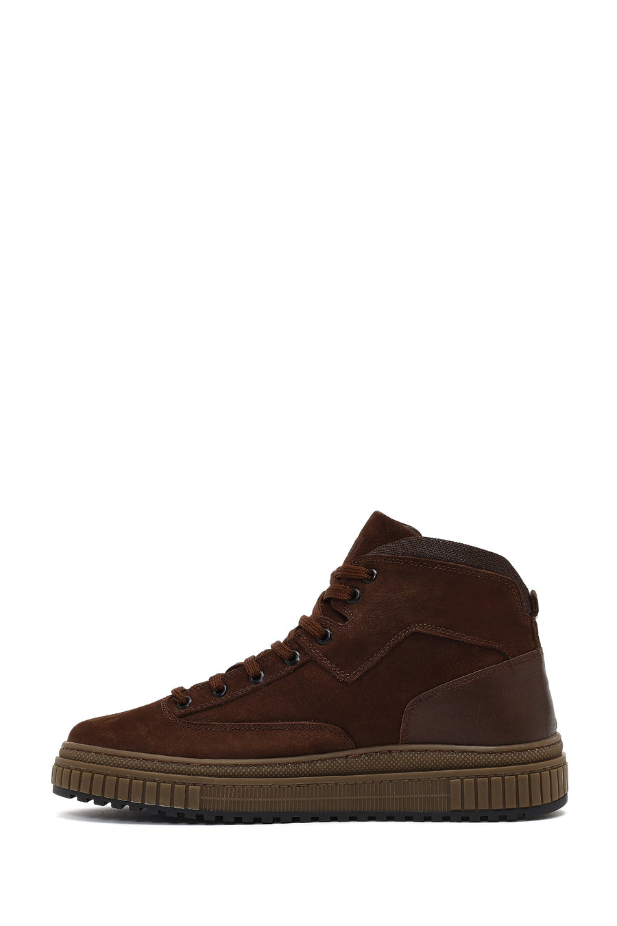 Men's Brown Lace-Up Nubuck Leather Sports Boots