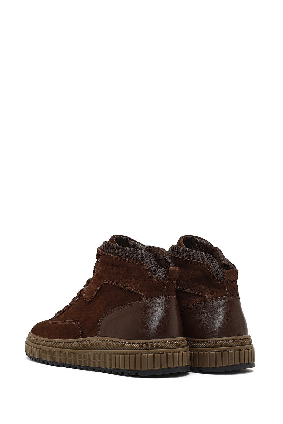 Men's Brown Lace-Up Nubuck Leather Sports Boots