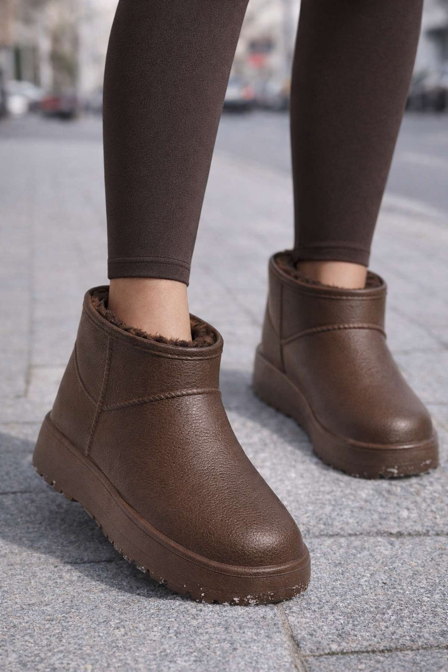 Women's Brown Furry Teddy Boots