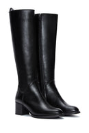 Woman Black Zippered Thick Heeled Boots | Derimod