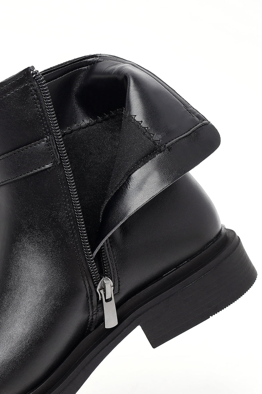 Women's Black Zippered Buckle Boots