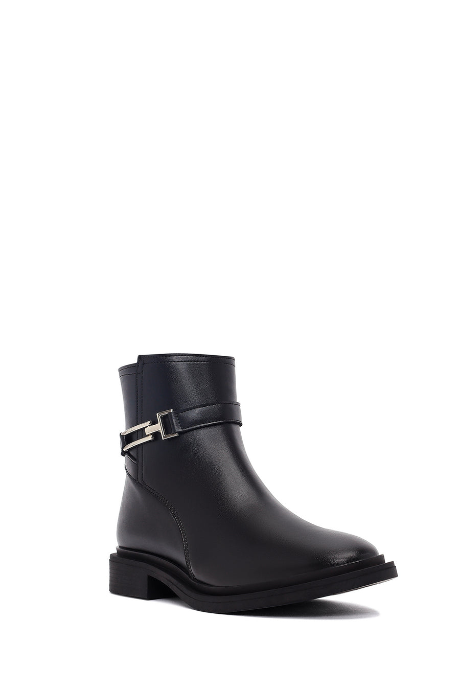 Women's Black Zippered Buckle Boots