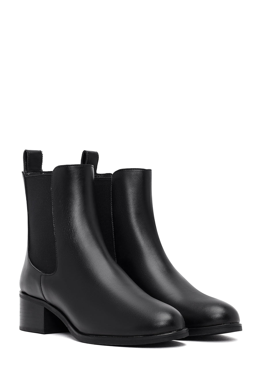 Women's Black Chunky Heel Chelsea Boot