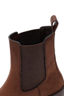 Women's Brown Thick Heeled Suede Chelsea Boot | Derimod