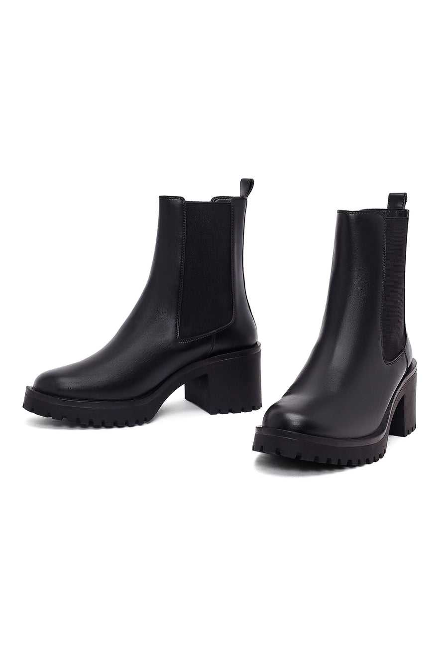 Women's Black Chunky Heel Chelsea Boot