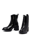 Woman Black Zippered Thick Heel Boots | Derimod