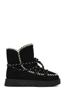 Women's Black Lace-Up Chunky Sole Suede Teddy Boots | Derimod