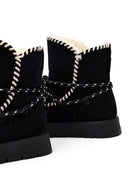Women's Black Lace-Up Chunky Sole Suede Teddy Boots | Derimod