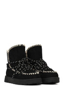 Women's Black Lace-Up Chunky Sole Suede Teddy Boots | Derimod
