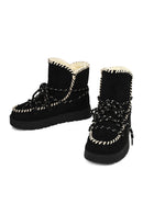 Women's Black Lace-Up Chunky Sole Suede Teddy Boots | Derimod