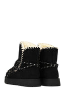 Women's Black Lace-Up Chunky Sole Suede Teddy Boots | Derimod