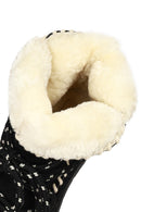 Women's Black Lace-Up Chunky Sole Suede Teddy Boots | Derimod